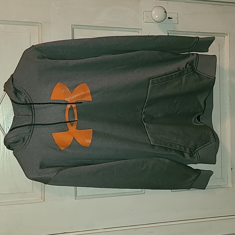 Under Armour Men's Charcoal and Orange Hoodie